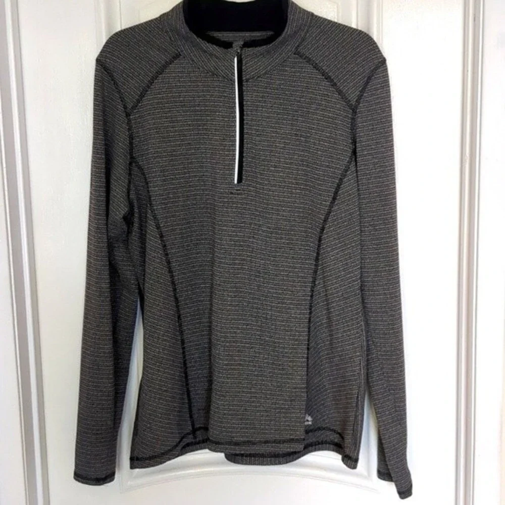 RBX Quarter Zip athletic knit top heathered black gray thumb holes XL